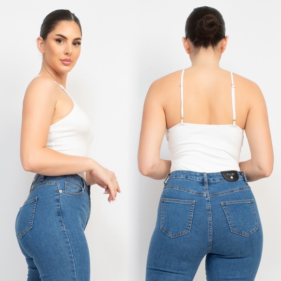 Double layered square neckline bodysuit in white - Picture 5 of 6